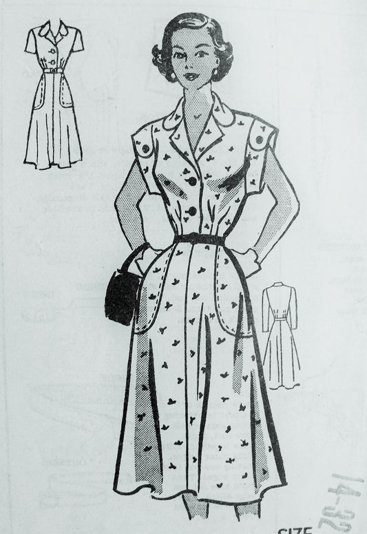Vintage 1950s STYLISH Shirt Dress with Pockets Marian Martin 9295 Sewing Pattern Bust 32