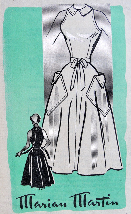 1950s FABULOUS Wrap Around Dress Pattern MARIAN MARTIN 9391 Wonderful Large Shaped Pockets, Bust 30 Vintage sewing Pattern FACTORY FOLDED