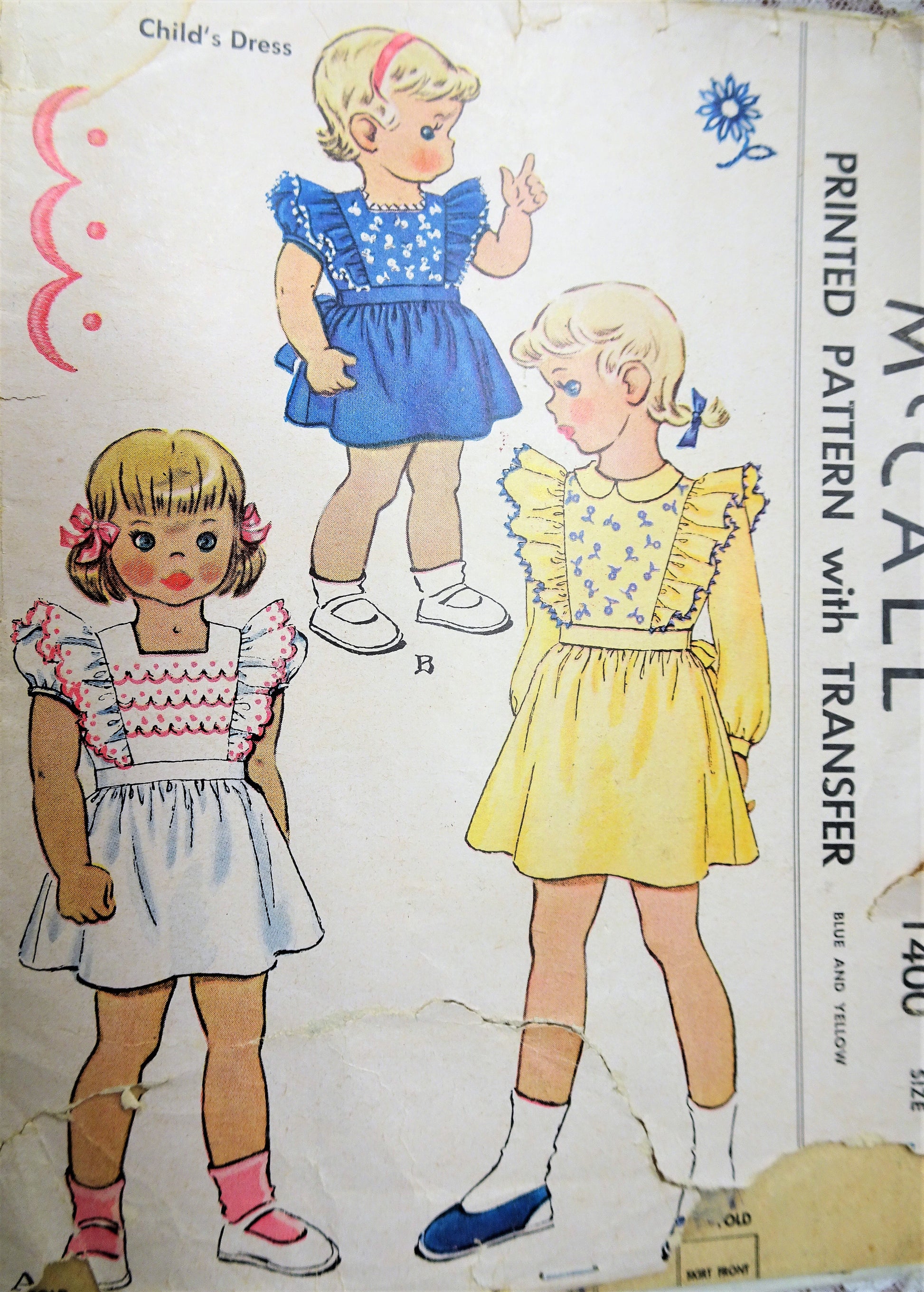vintage childrens dress patterns 1940s DARLING Little Girls Pattern McCALL 1400 Toddlers Pinafore Style Dress in 3 Versions Size 2 Sewing Pattern size:10y-11y Polished Edit Black Midi styled-with:s917-raffia-deco-earring-natural
