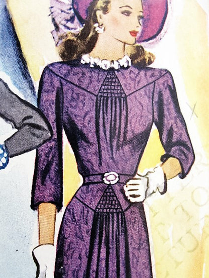 1940s LOVELY Shirred Dress Pattern McCALL 4391 Forties WW II Era Day or After 5 Dress Bust 32 Vintage Sewing Pattern