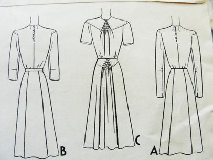 1940s LOVELY Shirred Dress Pattern McCALL 4391 Forties WW II Era Day or After 5 Dress Bust 32 Vintage Sewing Pattern