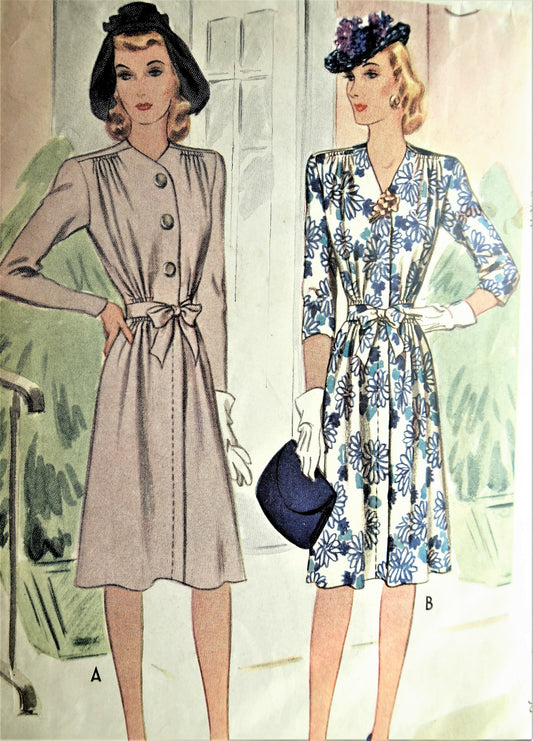 1940s STYLISH Draped Shoulders Dress Pattern McCALL 4598 WW II Ear Classy Dress Day or Dinner Bust 36 Vintage Sewing Pattern