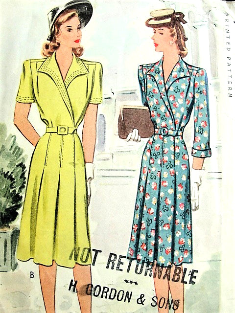 1940s LOVELY Surplice Bodice Dress Pattern McCALL 4730 Daytime or After 5 Dress Bust 30 Vintage Sewing Pattern