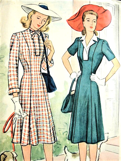 1940s  FLATTERING WW II Princess Seam Dress Pattern McCALL 4838 Two Beautiful Styles Bust 30 Vintage Sewing Pattern FACTORY FOLDED