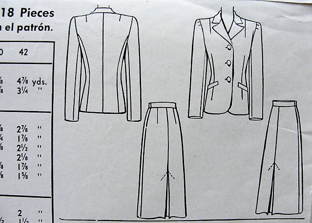 1940s Vintage CLASSIC Jacket and Skirt McCall 4904 Bust 30 Sewing Pattern