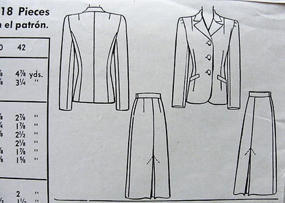 1940s Vintage CLASSIC Jacket and Skirt McCall 4904 Bust 30 Sewing Pattern