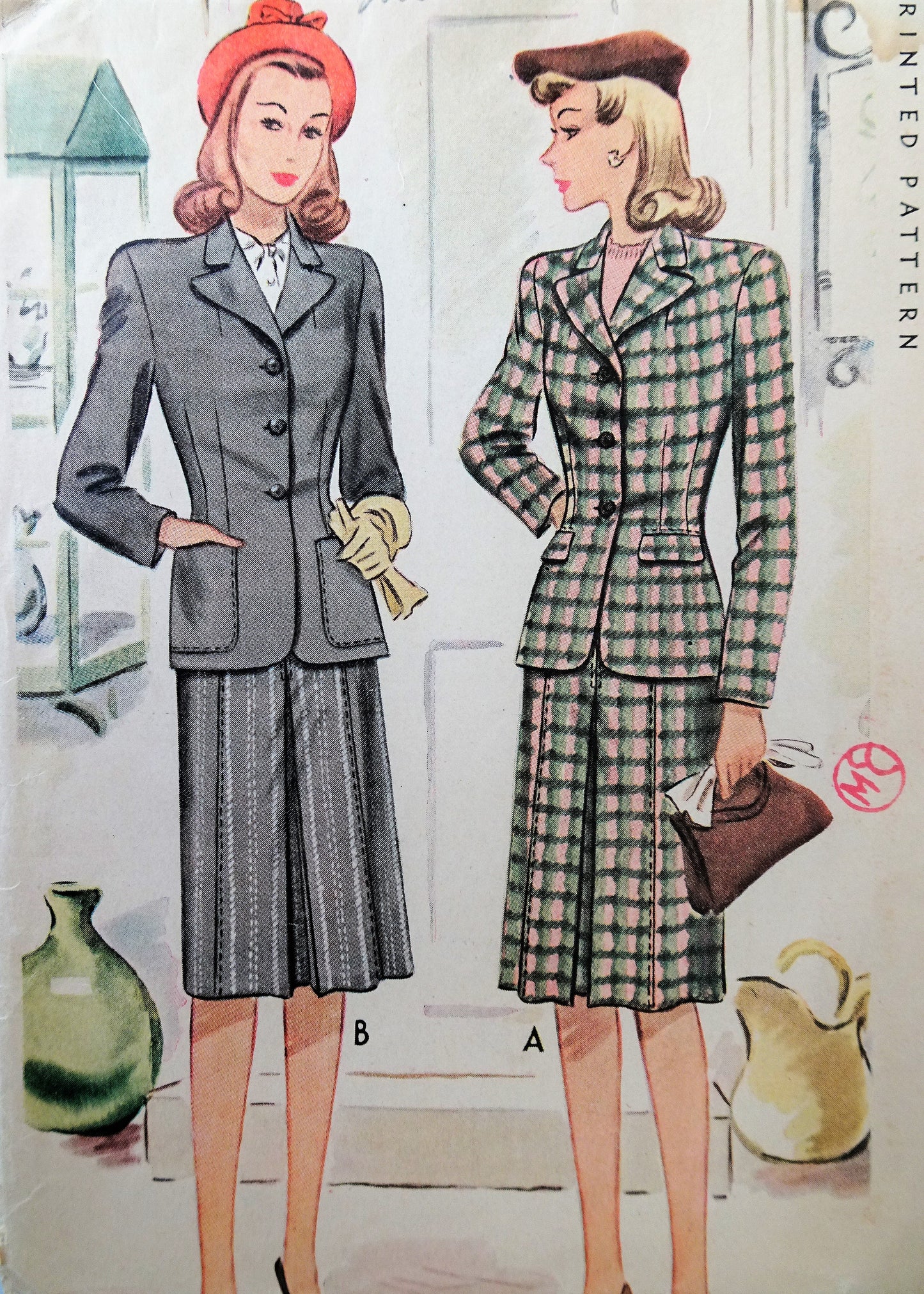 1940s STYLISH Suit Pattern McCALL 5076 WW II Era, Bust 30 Vintage Sewing Pattern FACTORY FOLDED