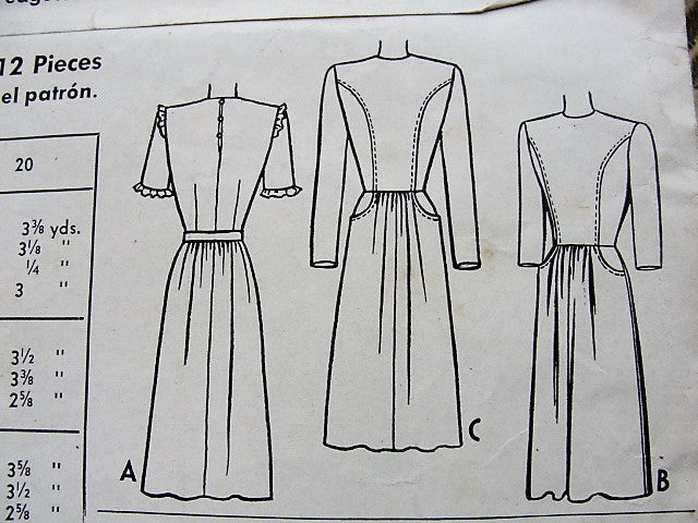 1940s CUTE Nancy Drew Style WW II Dress Pattern McCALL 5204 Two Classic Forties Styles Bust 32 Vintage Sewing Pattern
