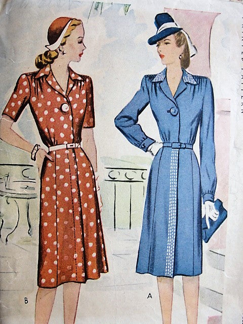 1940s Vintage STYLISH Dress and Belt McCall 5515 Bust 36 Sewing Pattern