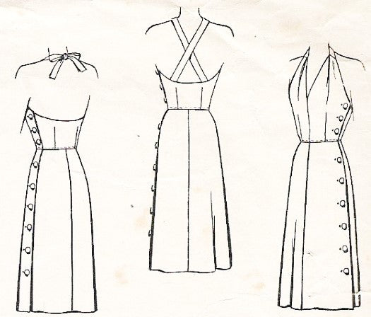1940s LOVELY Jumper or Sun Back Dress Pattern McCALL 5565 War Time WW II Cross Back Option or Halter Top Dress Bust 34 Vintage Sewing Pattern