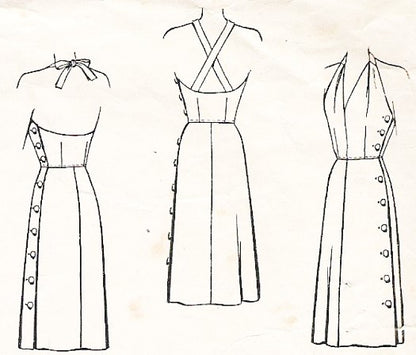 1940s LOVELY Jumper or Sun Back Dress Pattern McCALL 5565 War Time WW II Cross Back Option or Halter Top Dress Bust 34 Vintage Sewing Pattern