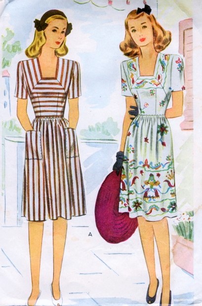 1940s LOVELY Dress Pattern McCALL 5598 Low Neckline ,Daytime or Party Dress ,War Time WWII Era ,Bust 36 Vintage Sewing Pattern