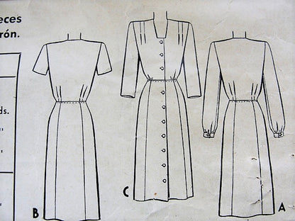 1940s STYLISH Front Button Dress Pattern McCALL 5629 WW II Era Bust 34 Vintage Sewing Pattern