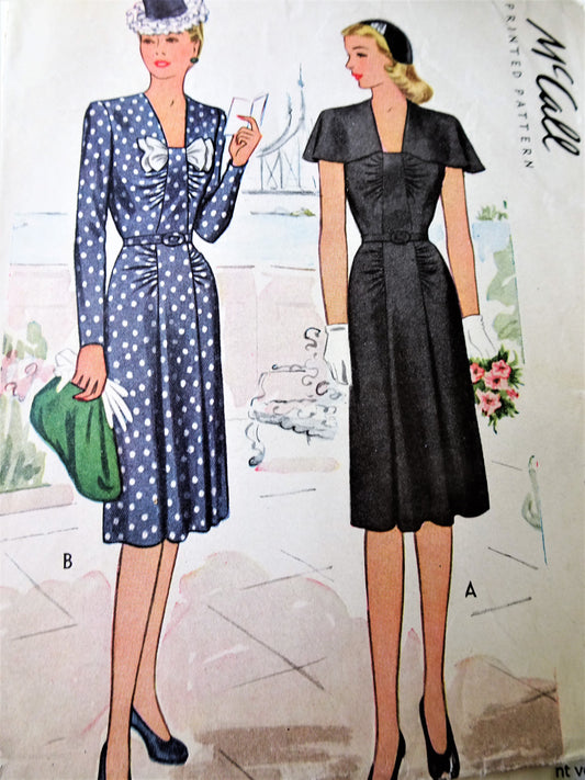 1940s GORGEOUS Day or Party Evening Dress Pattern McCALL 5690 Figure Flattering Designs Bust 32 Vintage Sewing Pattern