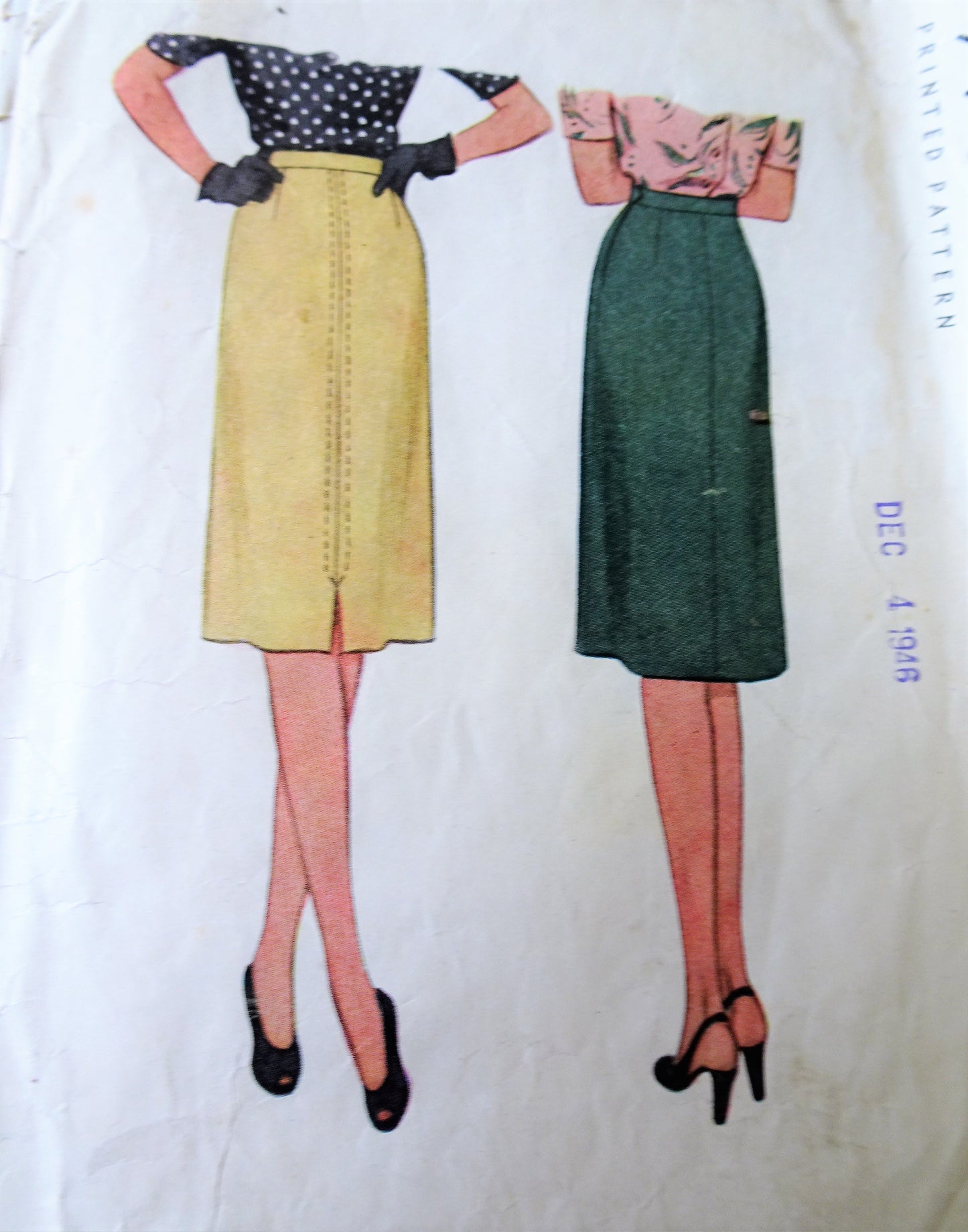 1940s ELEGANT Slim Skirt Pattern McCALL 5968, Lovely Design, Waist 26 Vintage Sewing Pattern