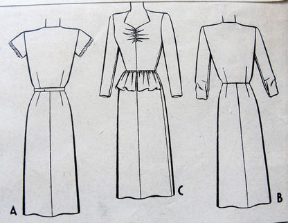 1940s FLIRTY Cocktail Party Dress Pattern McCALL 6057 Sweetheart Neckline Peplum Evening Dress Bust 32 Vintage Sewing Pattern