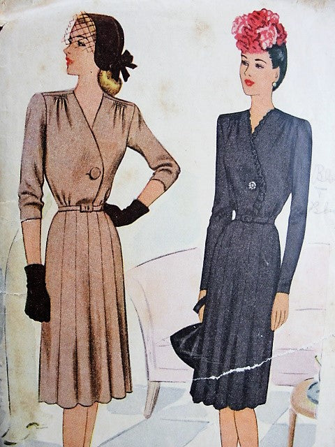 1940s Vintage CLASSY Dress in Three Styles McCall 6286 Bust 40 Sewing Pattern