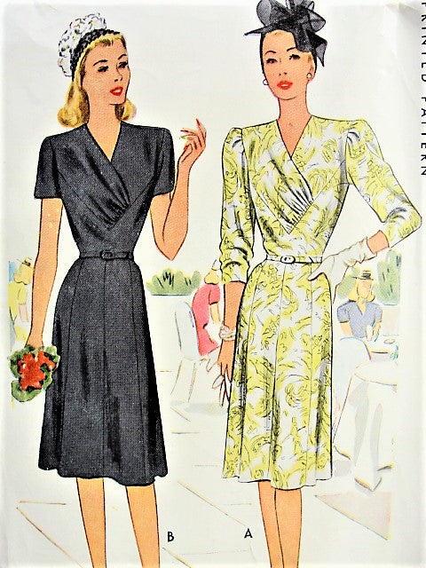 1940s CHIC V-Neck Dress McCall 6533 Bust 34 Vintage Sewing Pattern