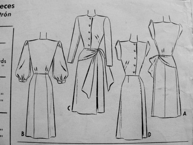 1940s Film Noir Style Daytime or Evening Dress Pattern McCALL 6693 Two Unique Styles Bust 32 Vintage Sewing Pattern FACTORY FOLDED