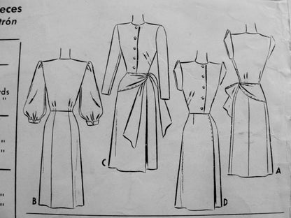 1940s Film Noir Style Daytime or Evening Dress Pattern McCALL 6693 Two Unique Styles Bust 32 Vintage Sewing Pattern FACTORY FOLDED