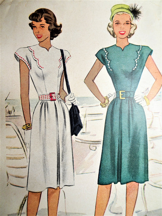 1940s MCCALL 6759 Dress Pattern Bust 33 Vintage Sewing Pattern