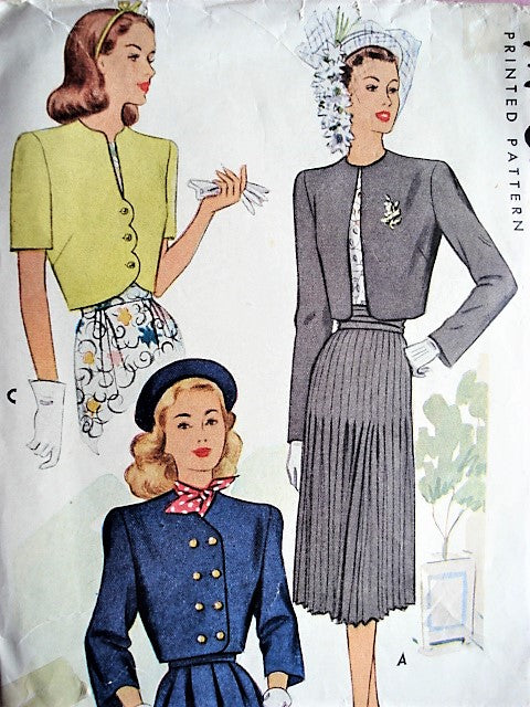 1940s FABULOUS Set of Bolero Jackets Pattern McCALL 6916 Three Beautiful Designs, Bust 32 Vintage Sewing Pattern