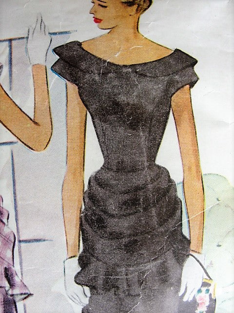 1940s LOVELY Party Dress Pattern McCALL 7175 Detachable Apron Style Over Skirt Bust 35 Vintage Sewing Pattern