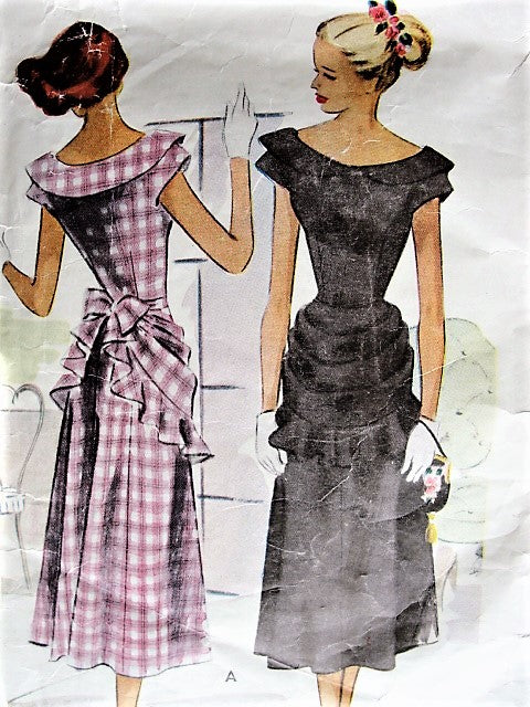 1940s LOVELY Party Dress Pattern McCALL 7175 Detachable Apron Style Over Skirt Bust 35 Vintage Sewing Pattern