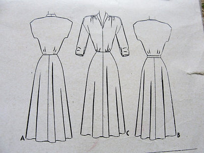 1940s Vintage LOVELY Dress in Three Styles McCall 7215 Bust 34 Sewing Pattern