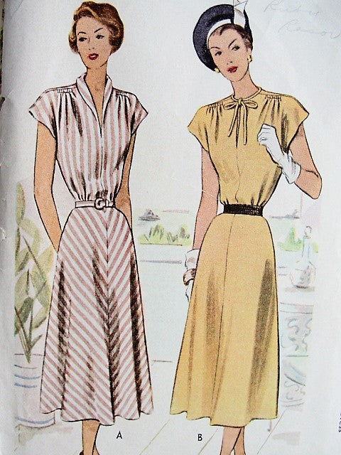 1940s Vintage LOVELY Dress in Three Styles McCall 7215 Bust 34 Sewing Pattern