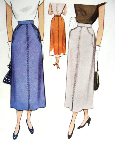 1940s Vintage HAUTE Skirt with Pockets McCall 7642 Sewing Pattern Waist 26