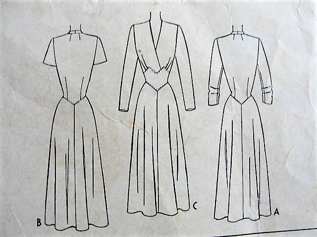 1940s BEAUTIFUL Dress Pattern McCALL 7693 Flattering Surplice Bodice Shaped Midriff Party Cocktail Dress Bust 32 Vintage Sewing Pattern