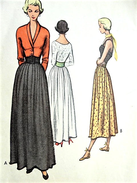 1940s ROMANTIC Skirt Pattern McCALL 7712 Two Lengths Day or Evening Waist 24 Vintage Sewing Pattern