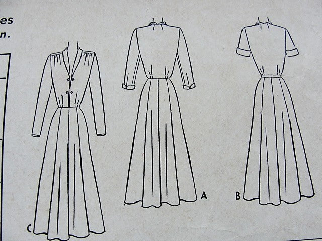 1940s FLATTERING Day or Cocktail Party Dress Pattern McCALL 7728 Beautiful Design Bust 32 Vintage Sewing Pattern