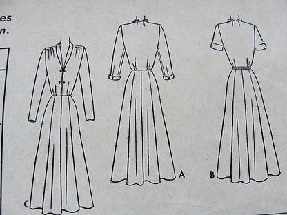 1940s FLATTERING Day or Cocktail Party Dress Pattern McCALL 7728 Beautiful Design Bust 32 Vintage Sewing Pattern