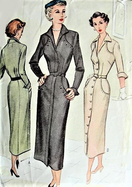 1940s STUNNING Dress Pattern McCALL 7865 Beautiful Slim Tailored Dress Perfect Day or After 5 Bust 30 Vintage Sewing Pattern