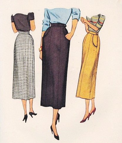 1940s Stylish Slim Skirt Pattern McCall 7897 Four panel Skirt Waist 28 Vintage Sewing Pattern