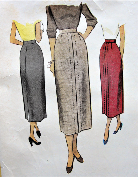 1940s CLASSY Slim Skirt Pattern McCALL 7930 Dart Fitted Slim Skirt Waist 28 Vintage Sewing Pattern
