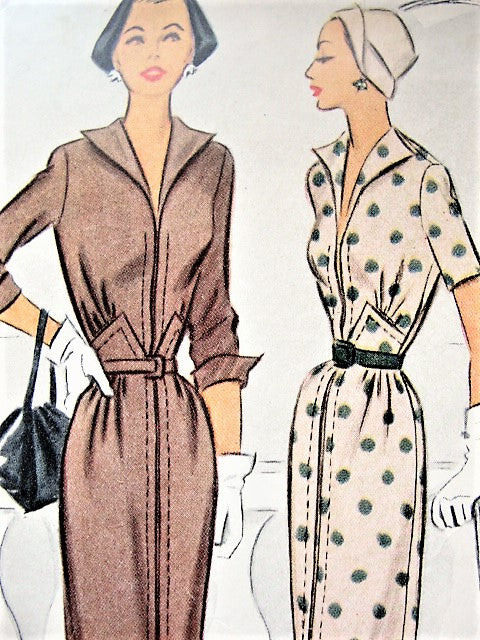 1950s CLASSY Slim Dress Pattern McCALL 7938 Day or After 5 Dress Beautiful Design Details Bust 34 Vintage Sewing Pattern