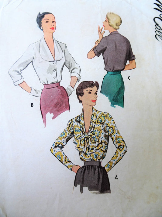 1950s BEAUTIFUL Blouses Pattern McCALL 8160 Three Lovely Versions, Bust 32 Vintage Sewing Pattern