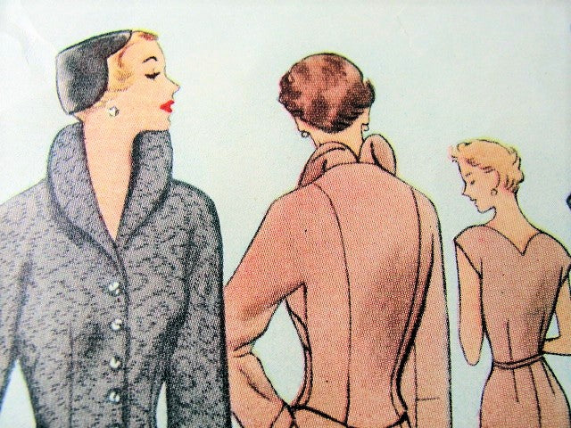 1950s STUNNING Cocktail Evening Party Dress and Wing Collar Jacket Pattern McCALL 8220 Unique Shaped Neckline Slim Dress Bust 36 Vintage Sewing Pattern