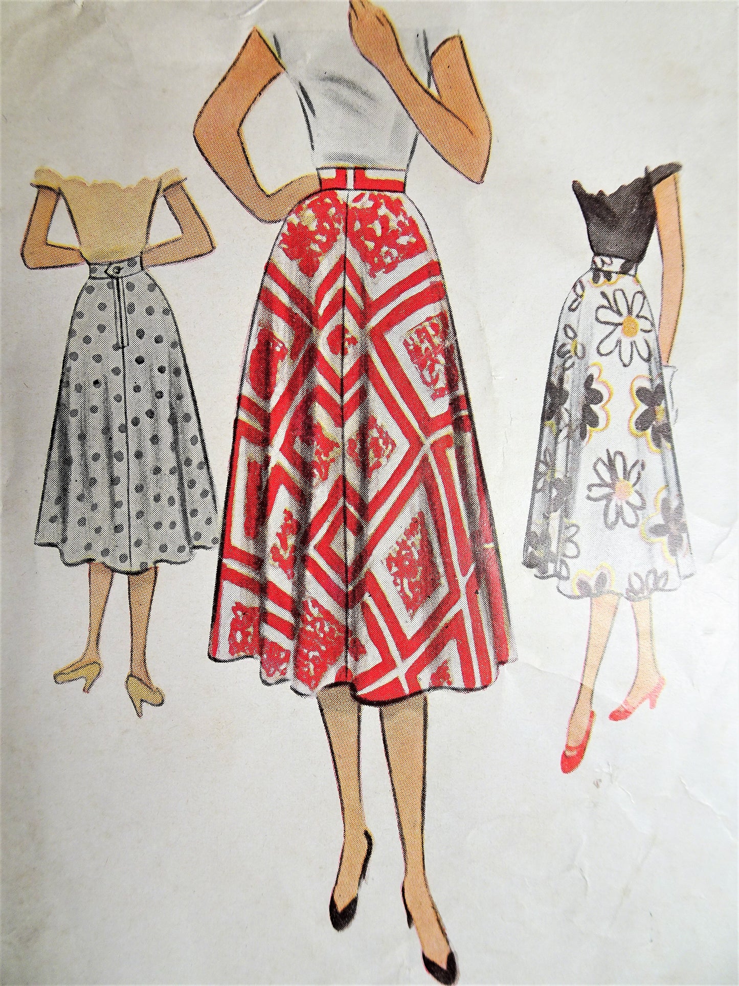 1950s FLATTERING Flared Skirt Pattern McCALL 8394 Easy To Sew Waist 26 Vintage Sewing Pattern