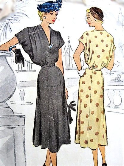 1950s BEAUTIFUL Day or Cocktail Party Dress Pattern McCALL 8416 Lovely Draped Sleeves Figure Flattering Style Bust 32 Vintage Sewing Pattern