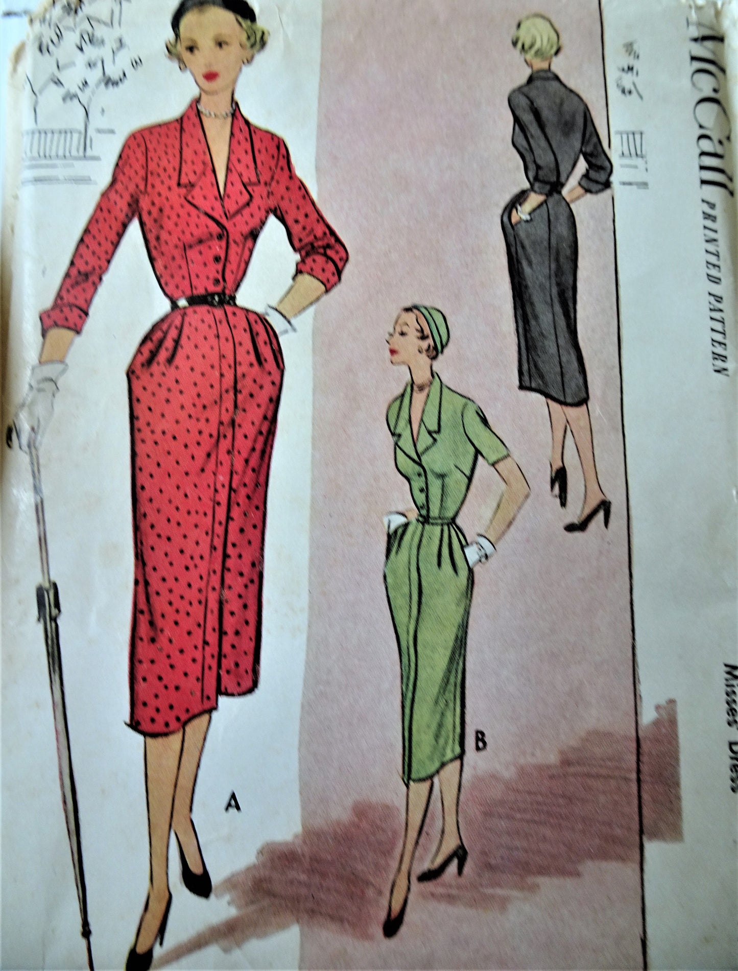 1950s CHIC Slim Dress Pattern McCALL 8467 Day or After 5 Dress, Lovely Design Features, Bust 30 Vintage Sewing Pattern FACTORY FOLDED