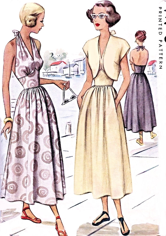 1940s BEAUTIFUL Sun Dress and Bolero Pattern  McCALL 7248 Figure Flattering Midriff Halter Dress  Vintage Sewing Pattern Bust 32