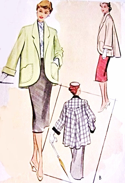 1950s LOVELY Swing Back Coat Jacket Pattern McCall 8431 Cutaway Front, Shaped Pockets Beautiful Design Bust 30 or 32 Vintage Sewing Pattern