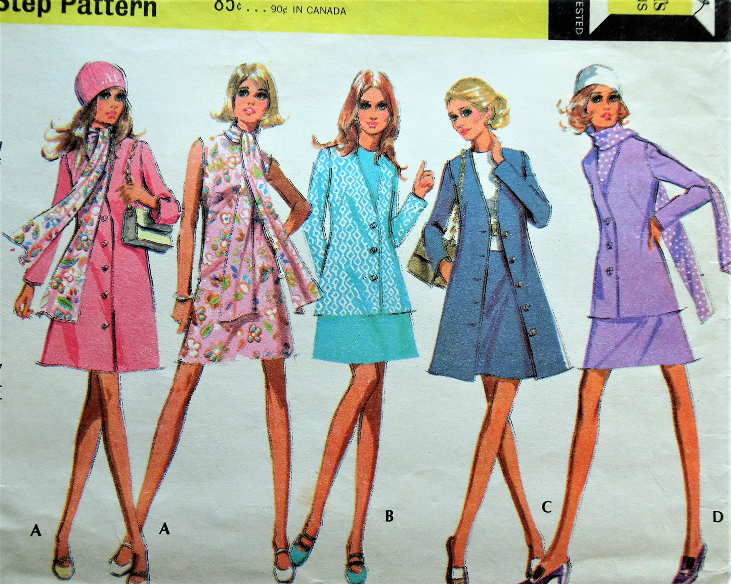 1970s FABULOUS Ensemble Pattern McCALLS 2276 Coat or Jacket, Dress or Blouse,Skirt, Bust 38 Vintage Sewing Pattern