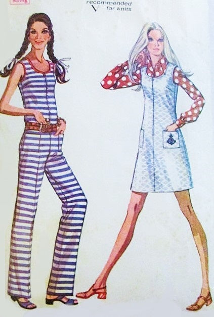 1970s FAB Slim Legged JUMPSUIT and Jumper Dress Pattern McCALLS 2356  Bust  30 or 31 Vintage Sewing Pattern FACTORY FOLDED