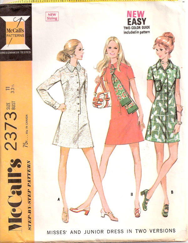 70s RETRO Dress Pattern McCalls 2373 Vintage Sewing Pattern 2 Style Versions UNCUT Bust 30 FACTORY FOLDED