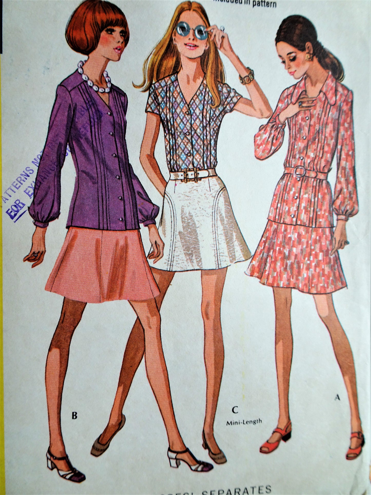 1970s CUTE Separates Pattern McCALLS 2429 Flippy Flared Skirt, Overblouse or Tuck In Blouse, Bust 32 Vintage Sewing Pattern FF